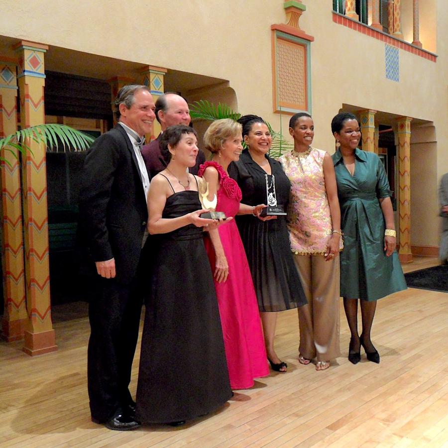 The winners with the handcrafted awards