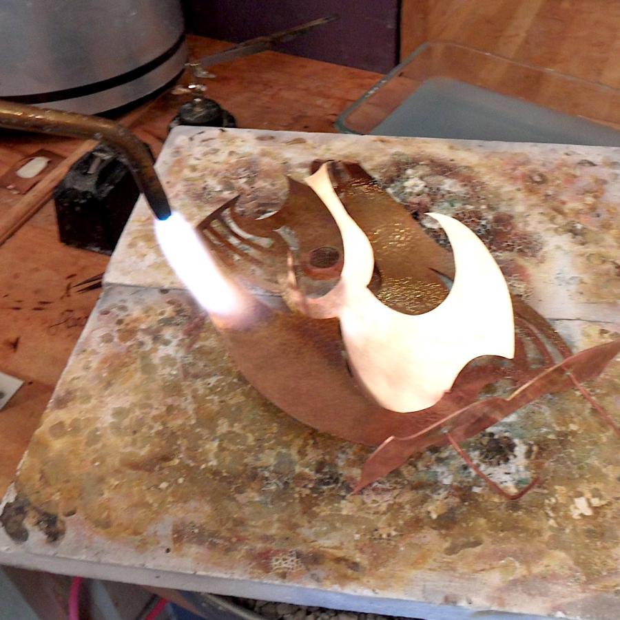 Soldering the components of the base together