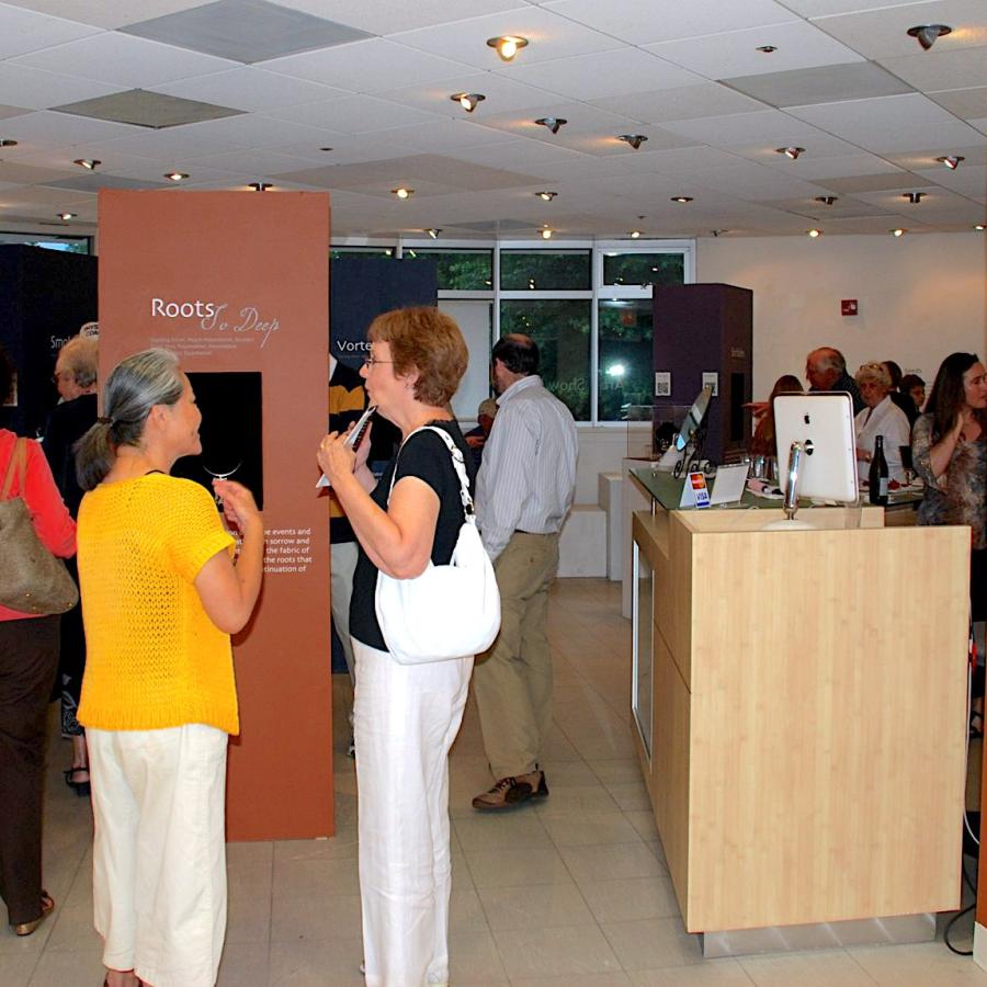 Patrons enjoying the show opening