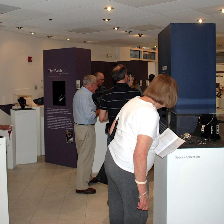 Patrons enjoying the show opening