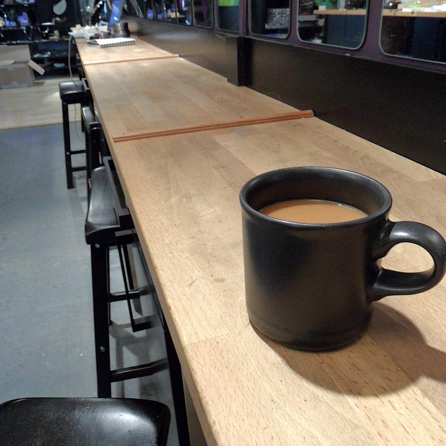 Coffee in the studio after the show