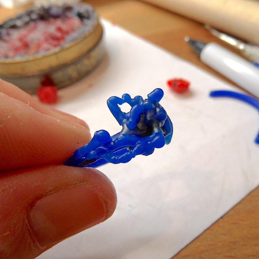 Wax sculpted into a ring