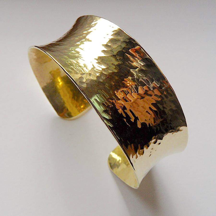 Yellow metal anticlastic formed cuff bracelet 
