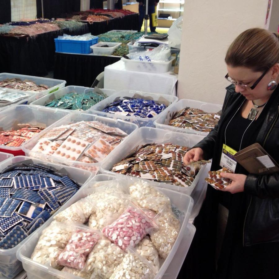Blair picking cabochons for SilverWorks