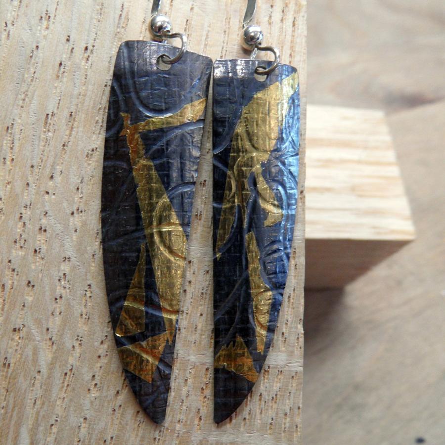 Oxidized silver and Keum Boo earrings