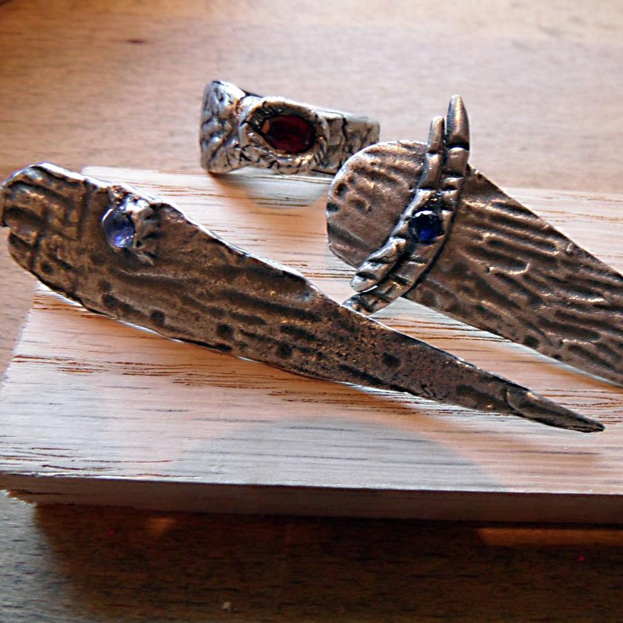 Sterlink metal clay pins and rings