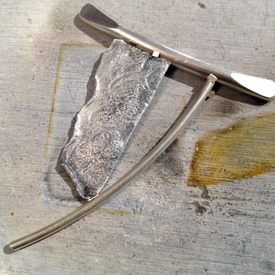 silver pendant in process