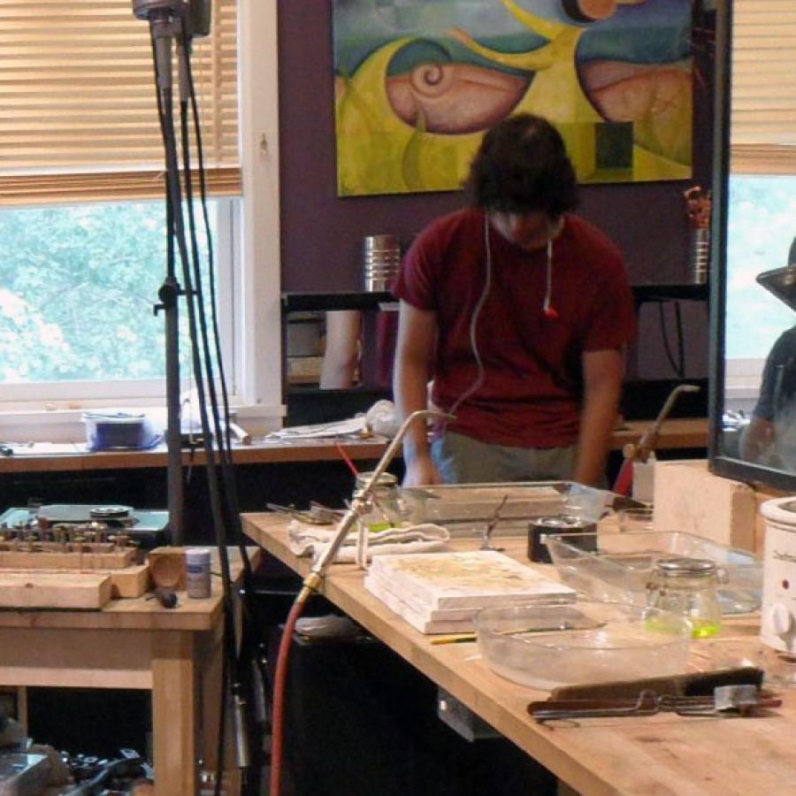 Danny and David working in the studio