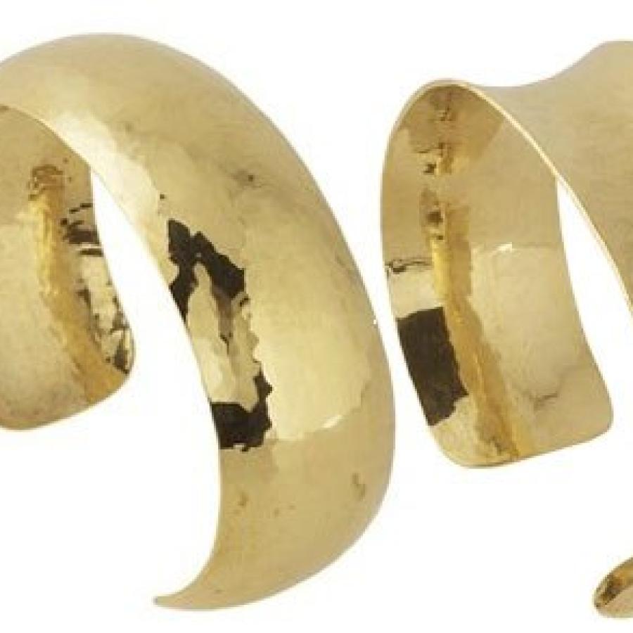 Gold-colored, formed cuff bracelets