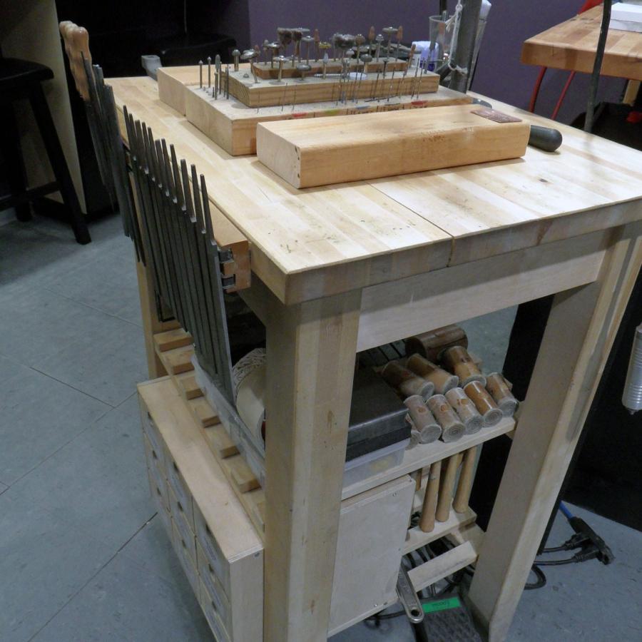 cleaned and sanded tool cart