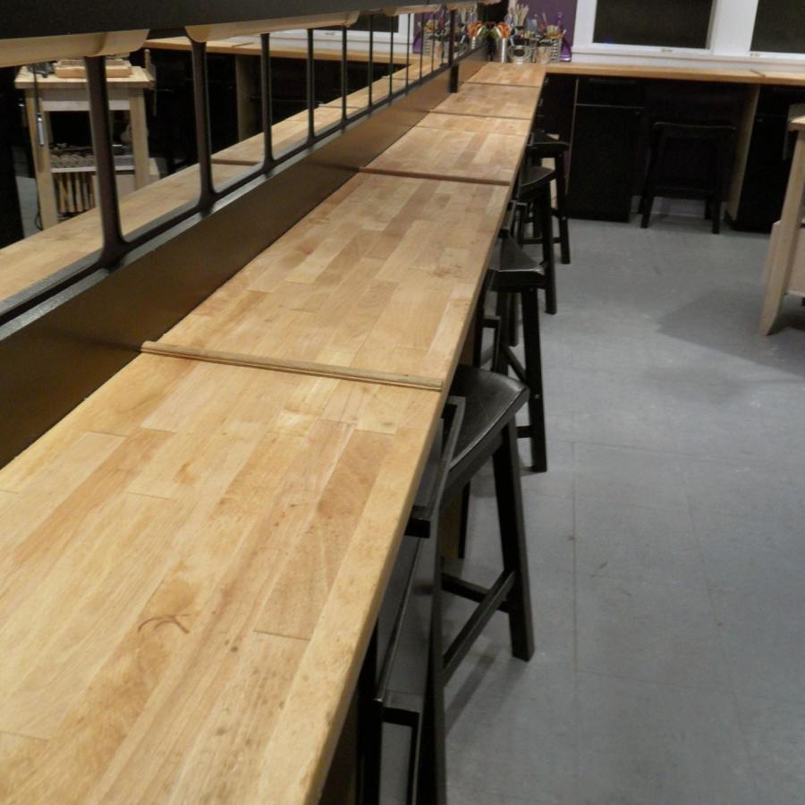 empty studio benches sanded and refreshed