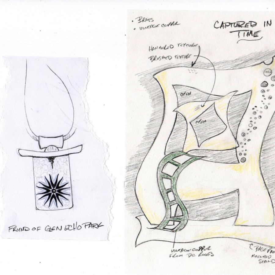 sketches showing gala award concepts
