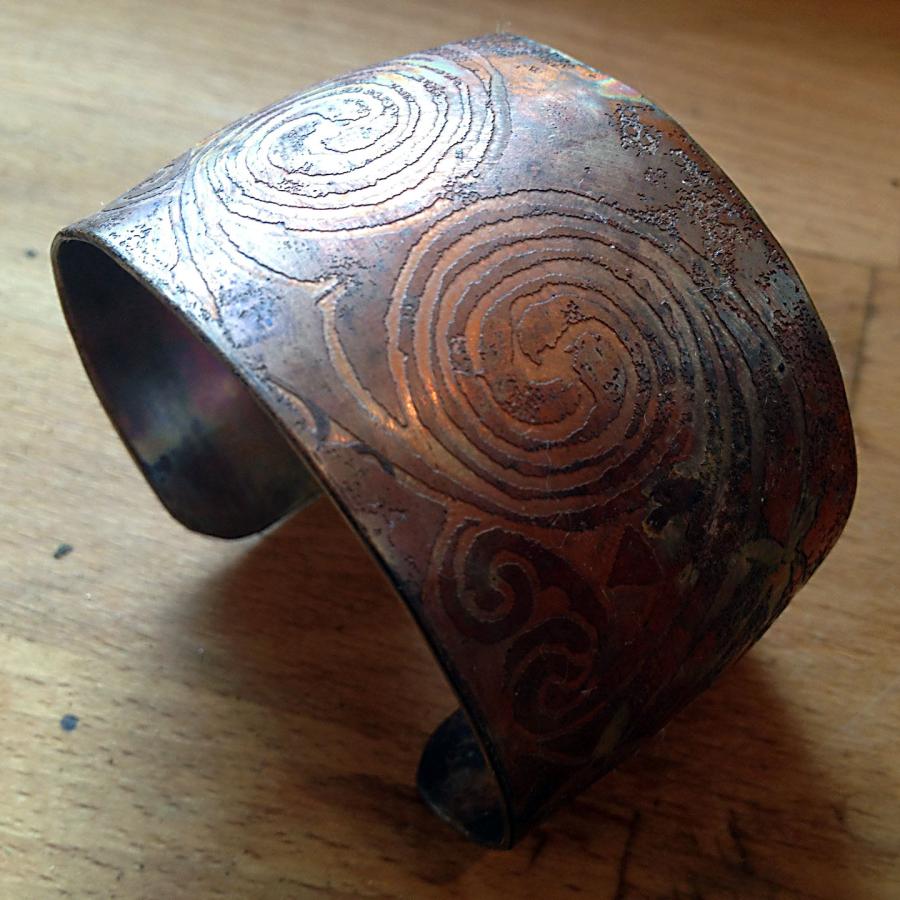 etched copper cuff bracelet