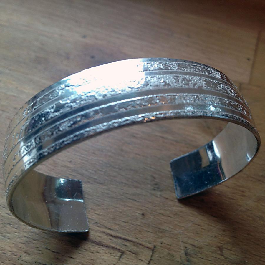 etched silver cuff bracelet