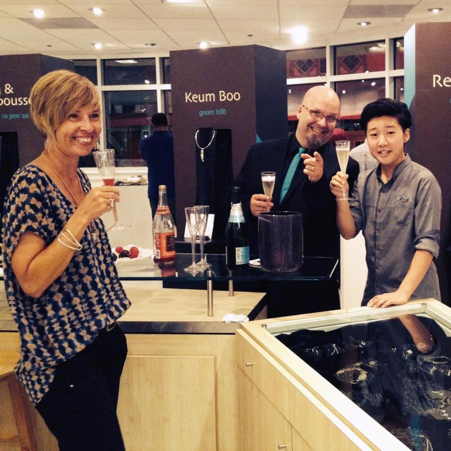 Helena, Bryan and Kelly in the gallery with refreshments