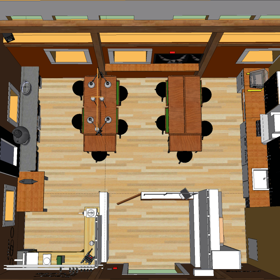 top down illustrated floor plan of studio 2