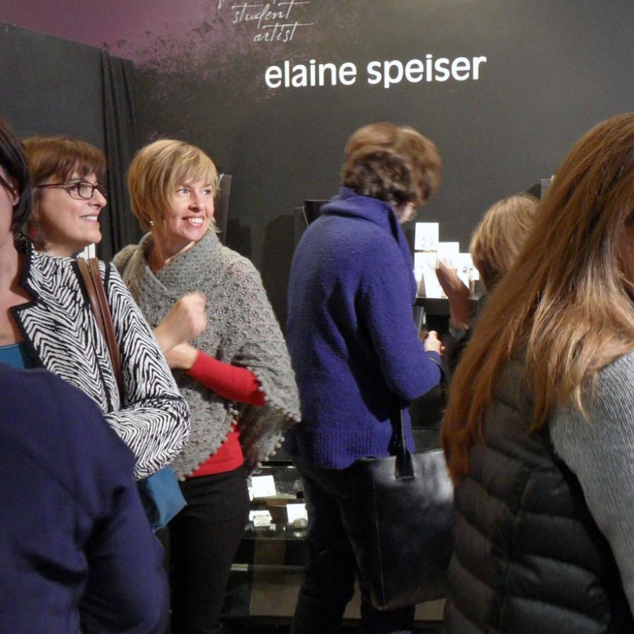 Elaine and Helena with others at the opening