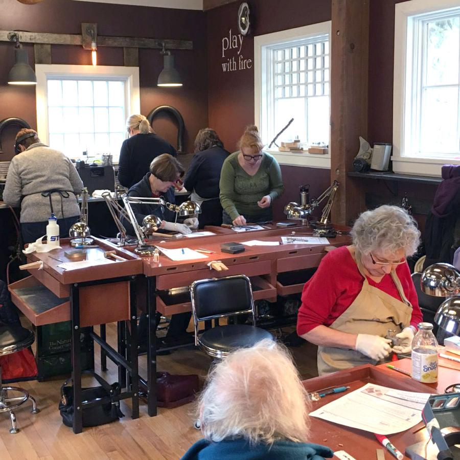 students making hinges 