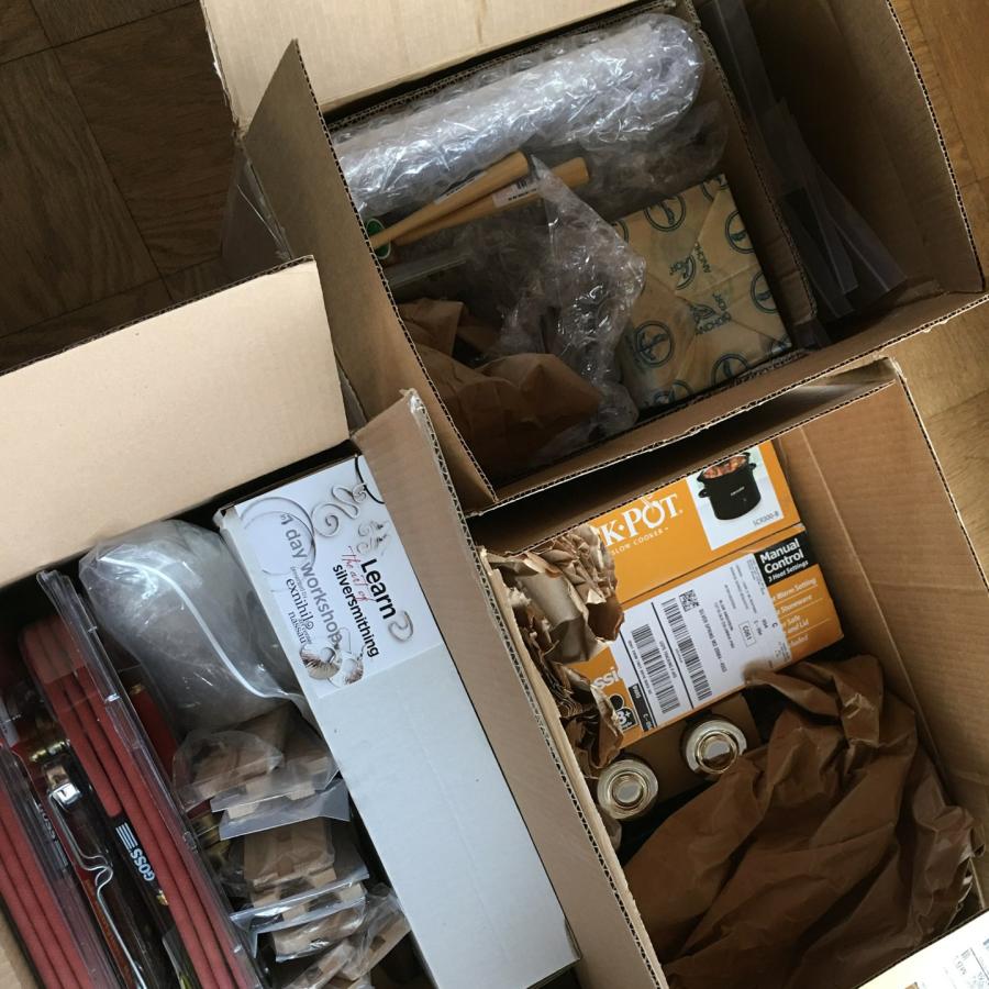 tools for classes packed in boxes