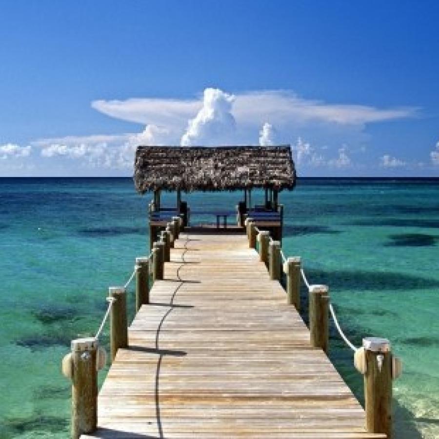 wooden plank dock in the caribbean 