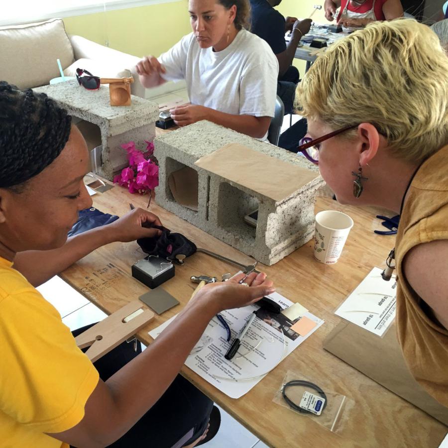 Blair helping students in the workshop