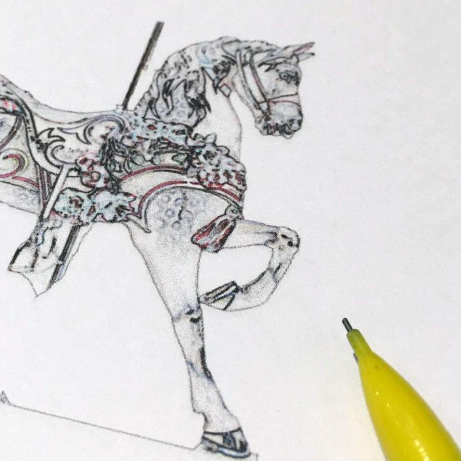 concept sketch of carousel horse