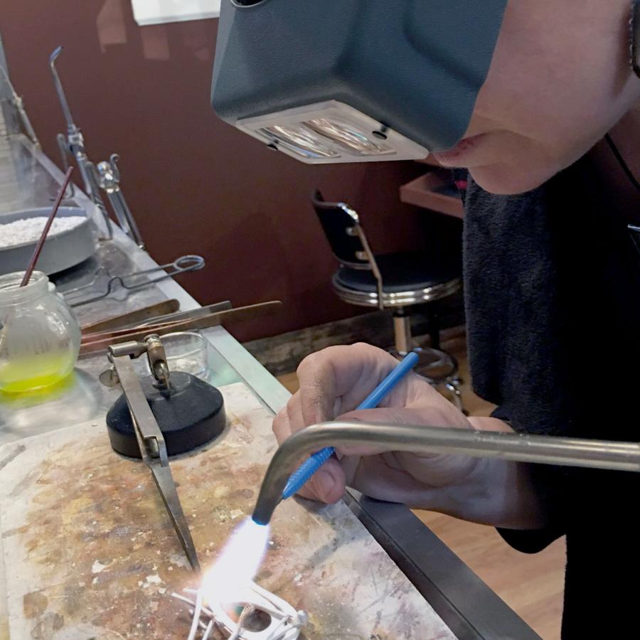 blair with visor on soldering piece