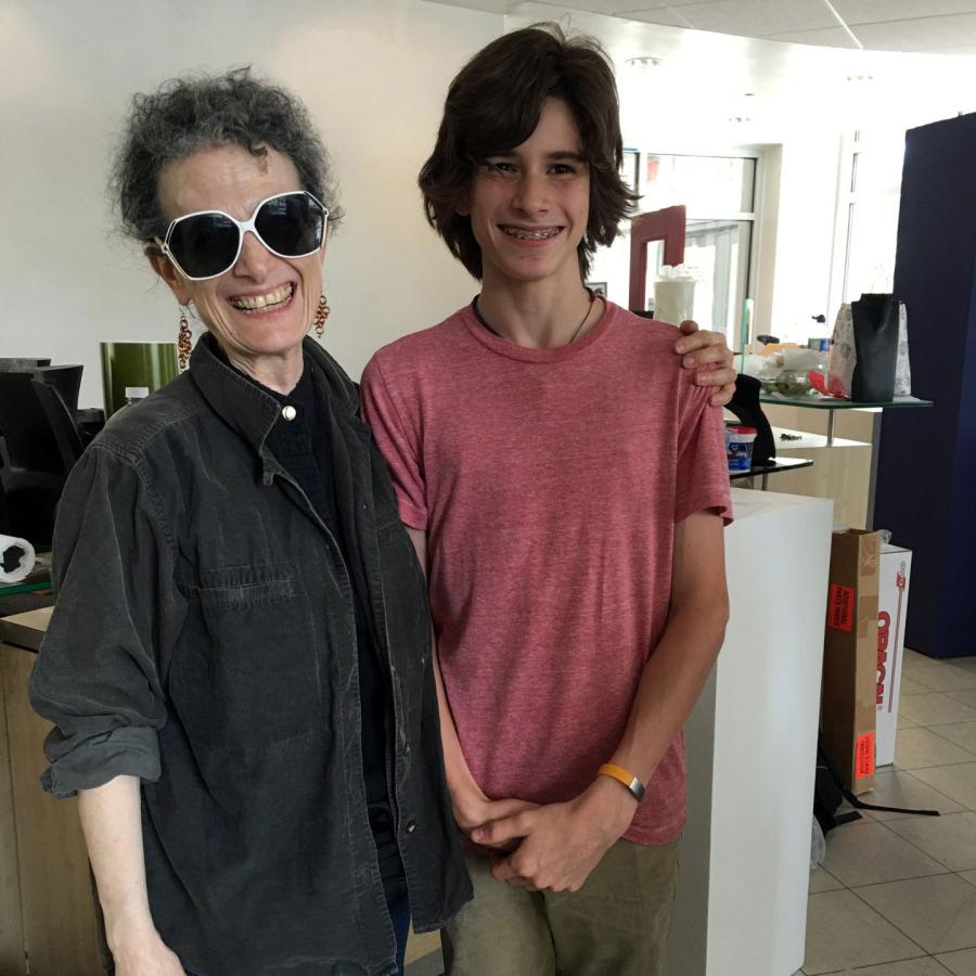 Ruth in sunglasses posing with Louis