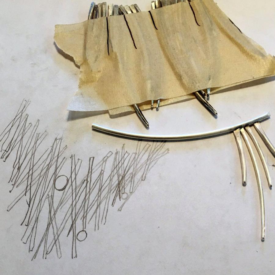 wires for piece covered in masking tape