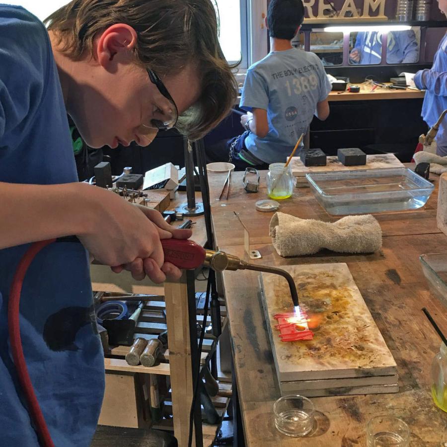 camper using the torch