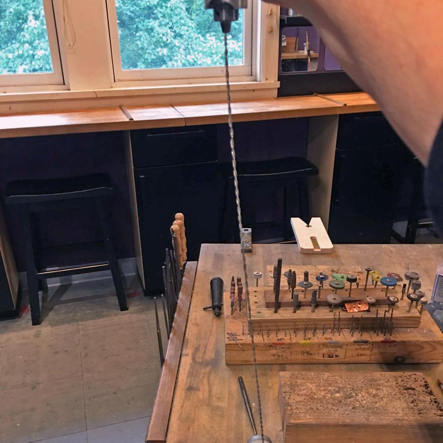 twisting the 18 gauge wire in a flex shaft, attached to clamp