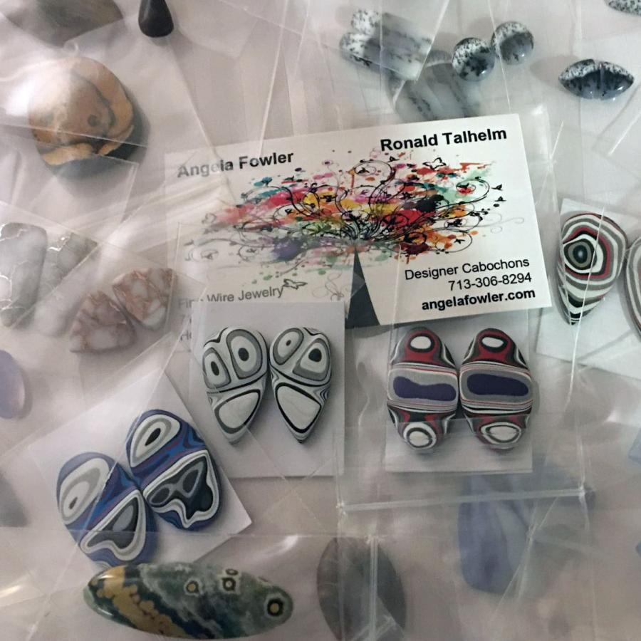 stones in packets next to company card