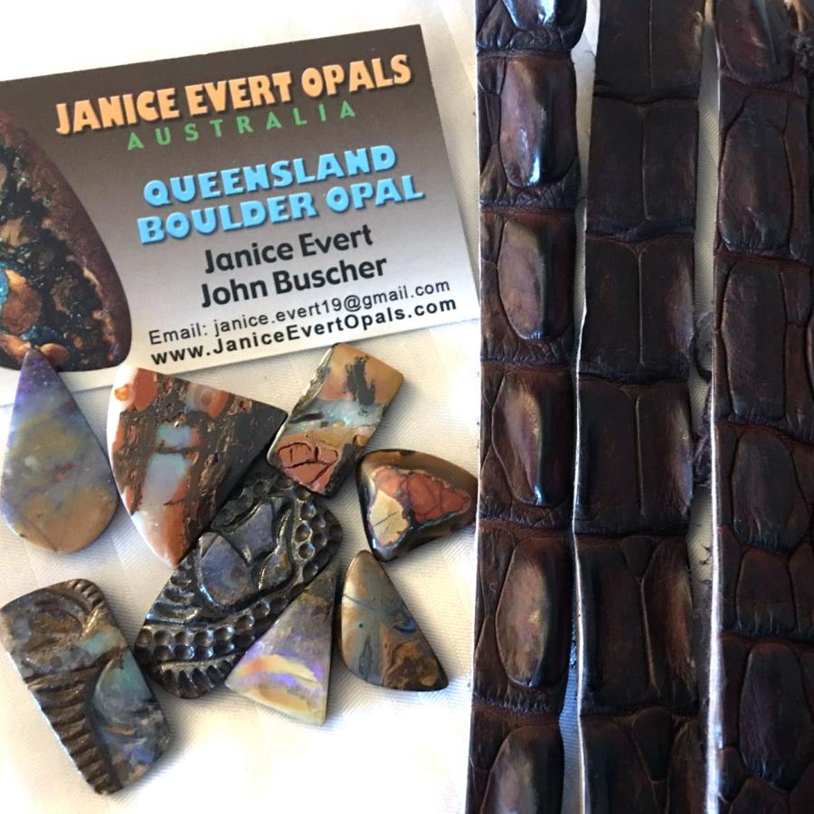 strings of opals next to company card