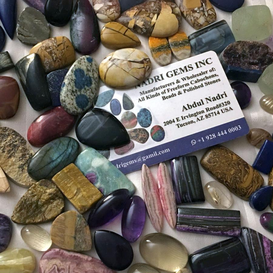 wide variety of stones next to company card