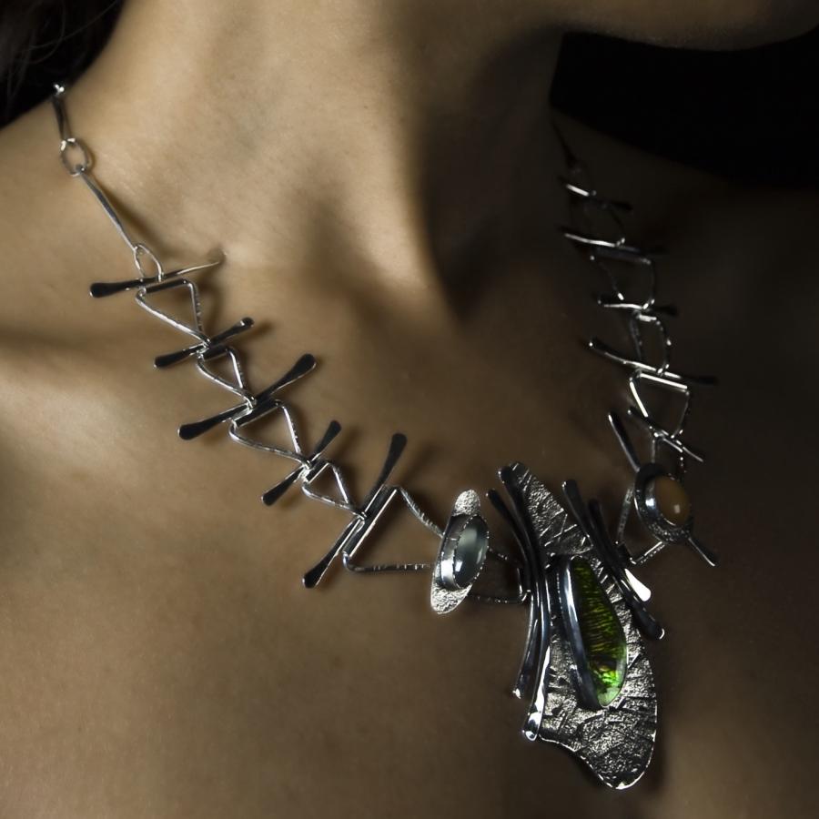 Twelve Generations necklace on a model