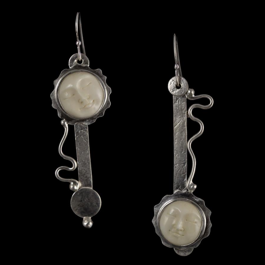 Silver and ivory earrings