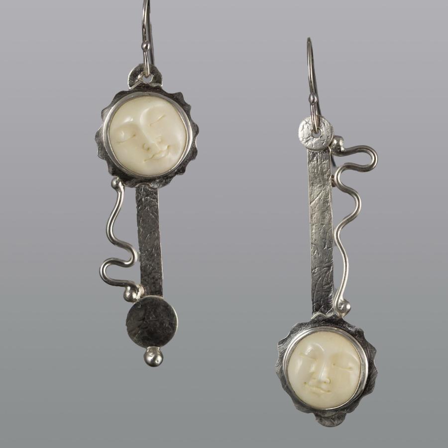Silver and ivory earrings