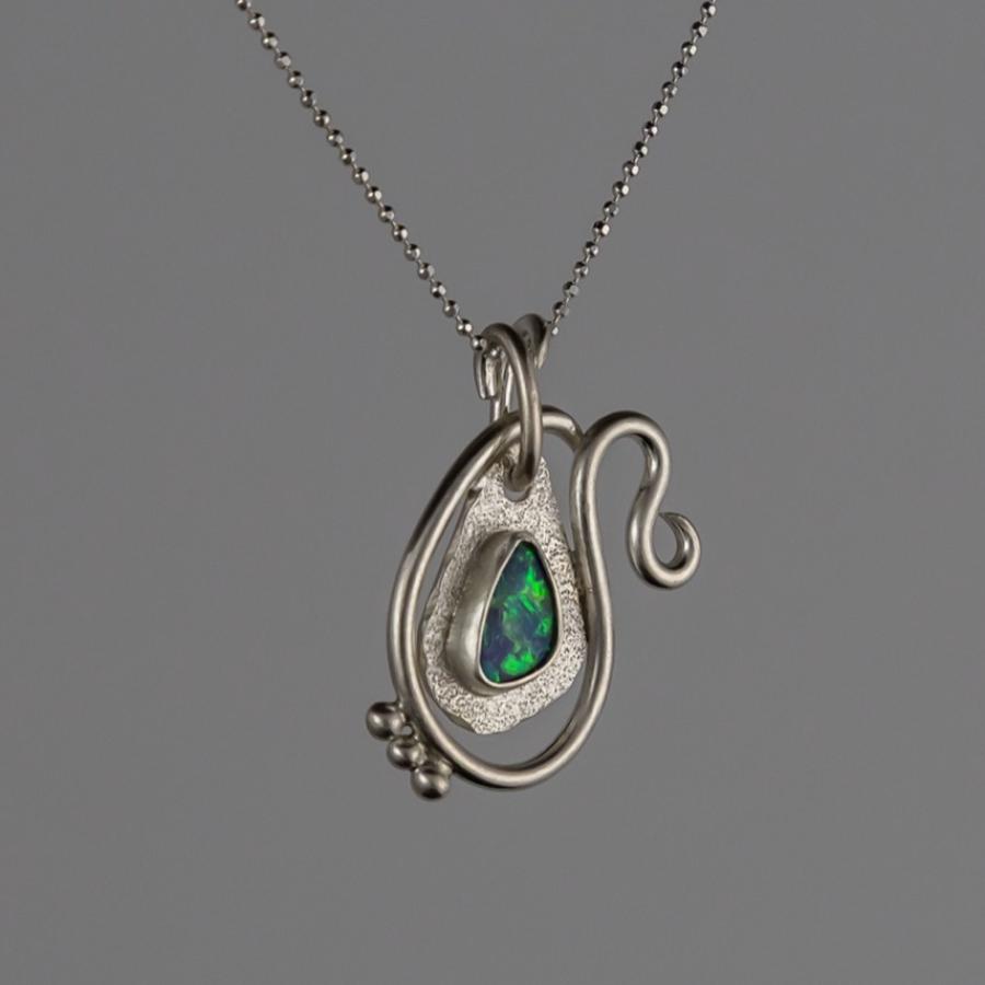 Silver and opal pendant