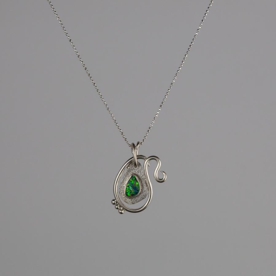 Silver and opal pendant