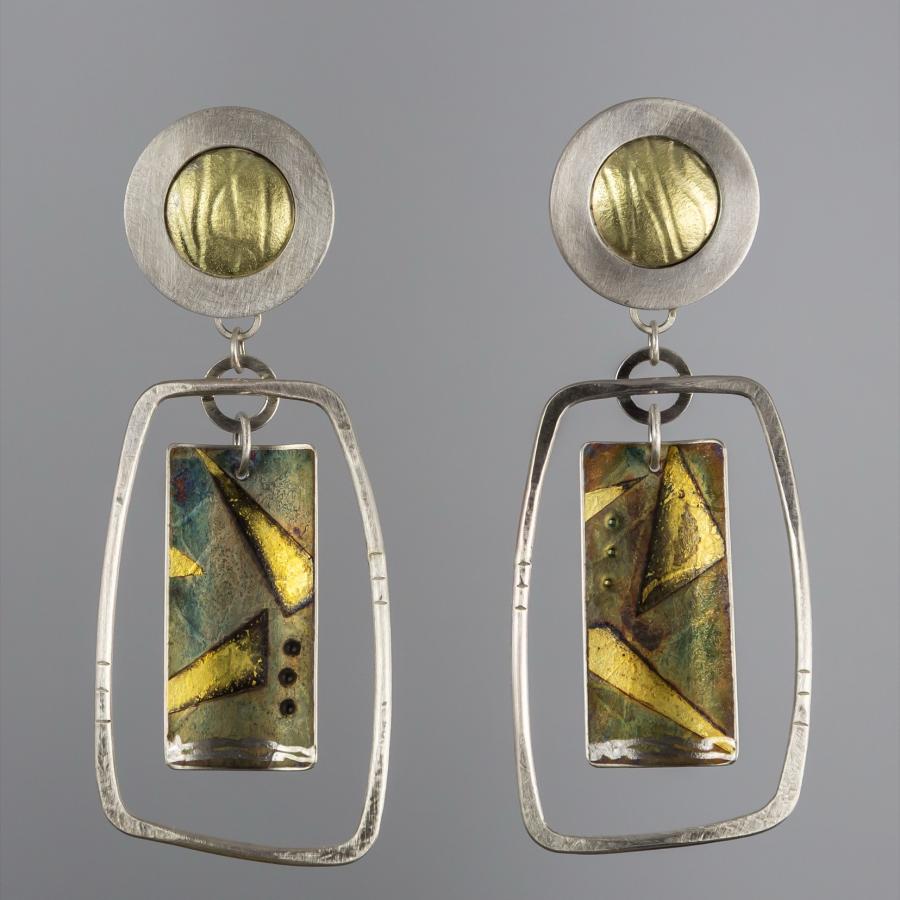 Silver and gold earrings