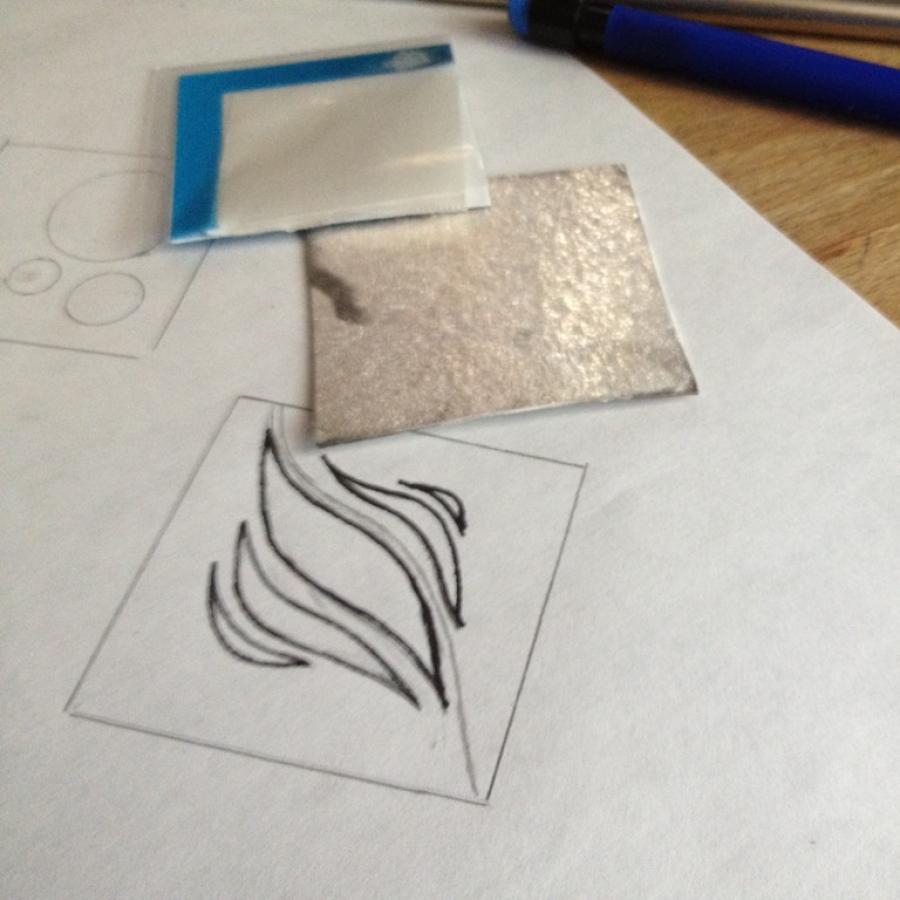 Metalworking sketch and materials.