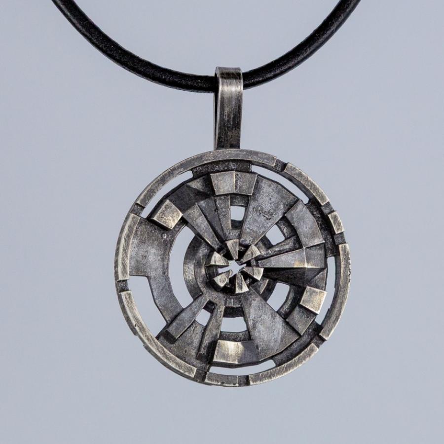 Geometric silver pendant