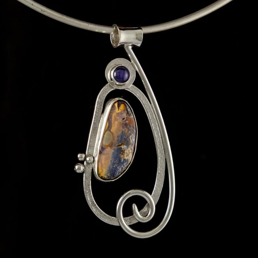 Silver pendant with two stones
