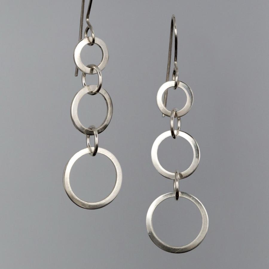 Silver earrings with multiple rings