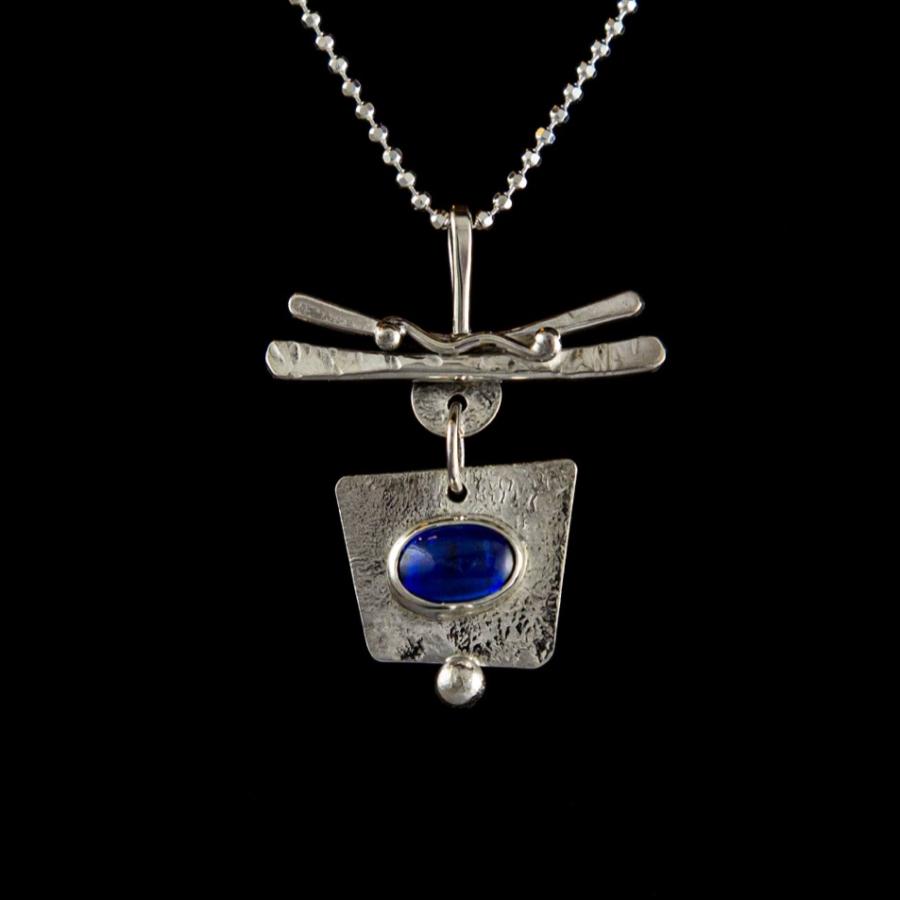 Silver pendant with blue stone