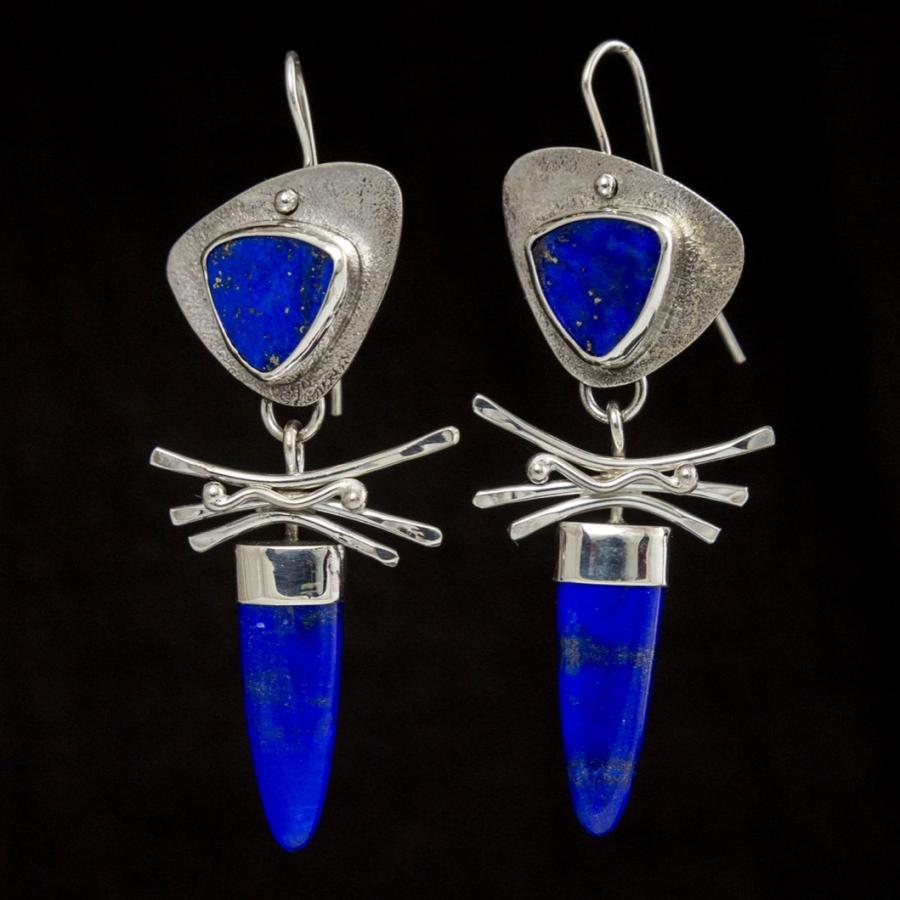 Silver earrings with blue stones