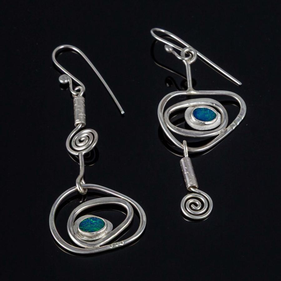 Silver earrings with blue/green stones