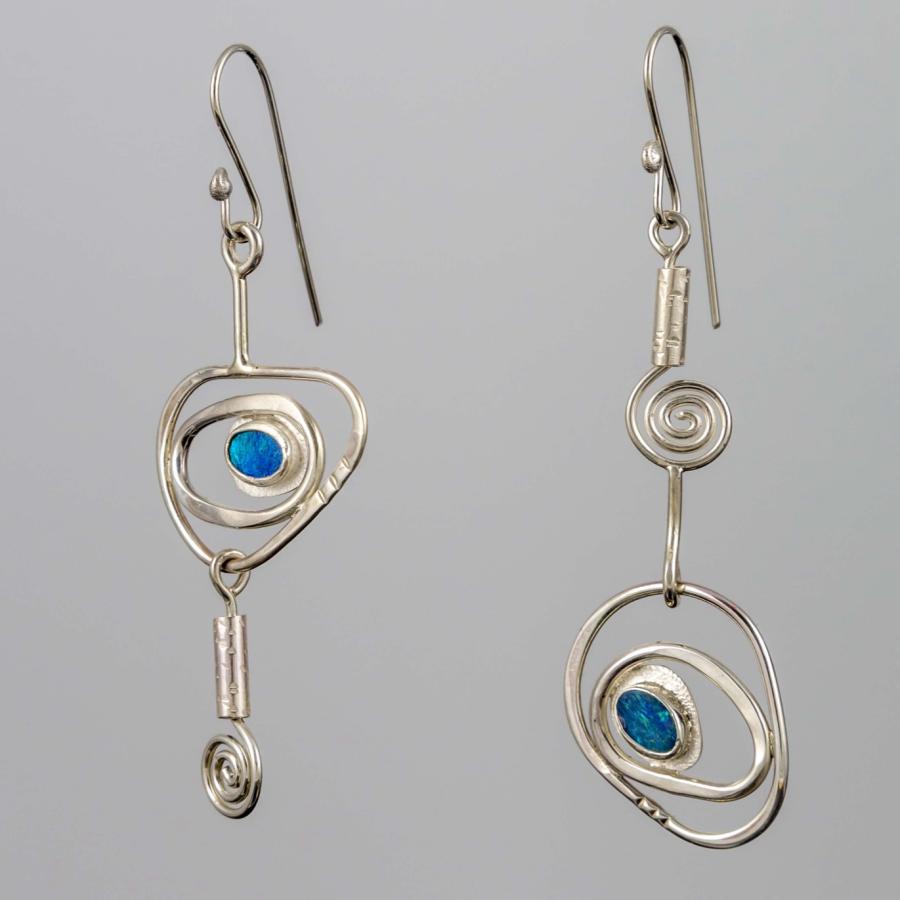 Silver earrings with blue/green stones