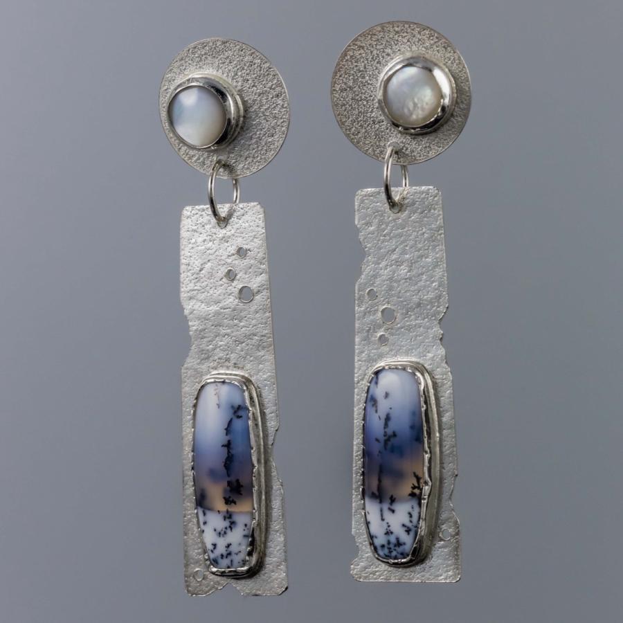 Silver earrings with with interesting stones