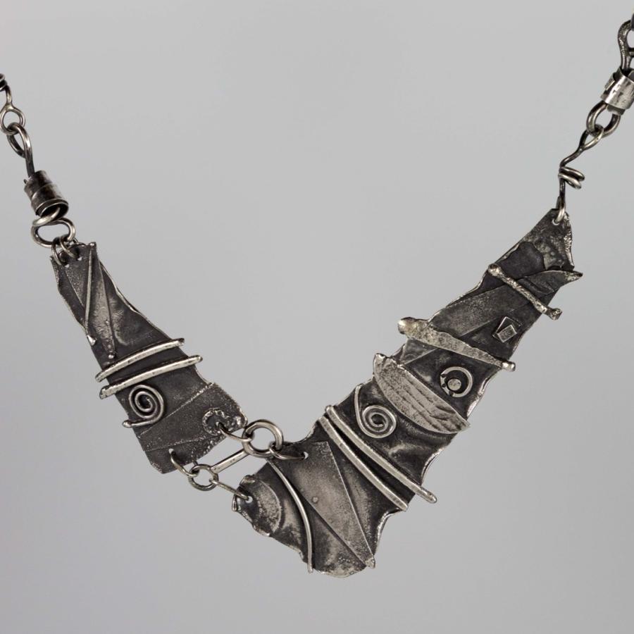 Rough silver necklace